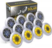 Torchtree 2023 Upgraded Solar Lights Outdoor Garden, 12 Pack Solar Ground Lights, Disk Lights Decking Lights Solar Powered for Lawn Pathway Yard Landscape Walkway(Warm Light)