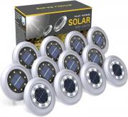 Torchtree 2023 Upgraded Solar Lights Outdoor Garden,12 Pack Solar Ground Lights, Disk Lights Decking Lights Solar Powered for Lawn Pathway Yard Landscape Walkway(White Light)